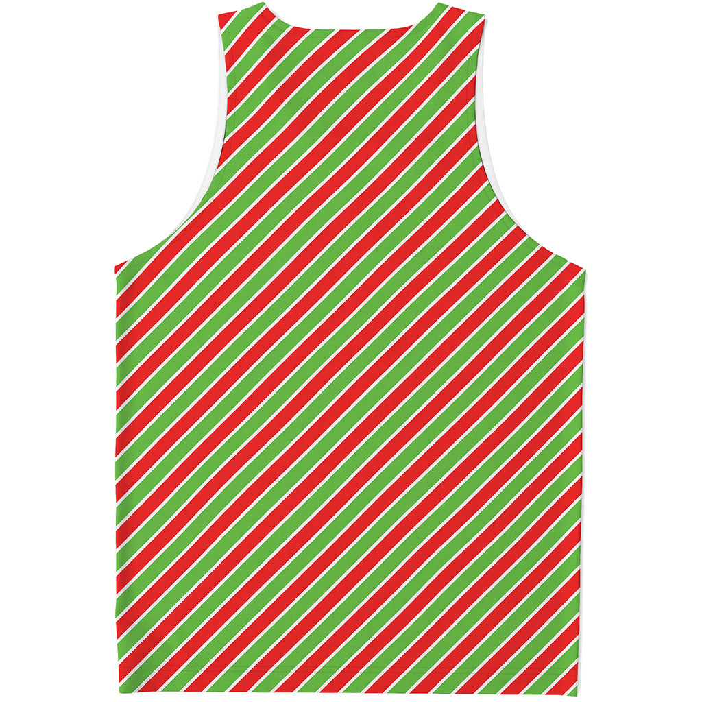 Xmas Candy Cane Stripes Print Men's Tank Top