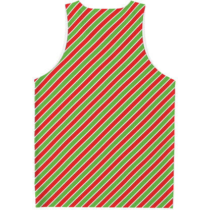 Xmas Candy Cane Stripes Print Men's Tank Top