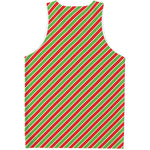 Xmas Candy Cane Stripes Print Men's Tank Top