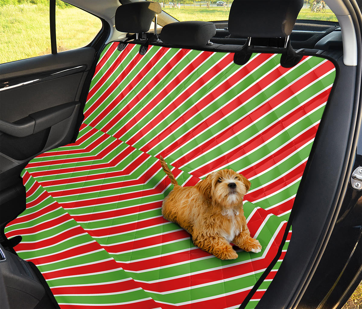 Xmas Candy Cane Stripes Print Pet Car Back Seat Cover