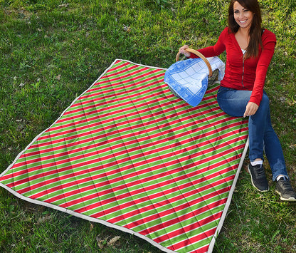 Xmas Candy Cane Stripes Print Quilt