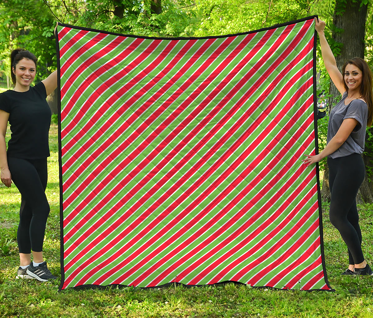 Xmas Candy Cane Stripes Print Quilt