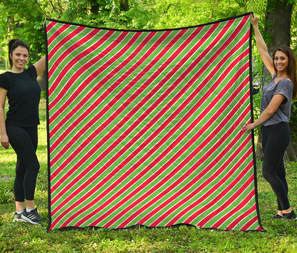 Xmas Candy Cane Stripes Print Quilt