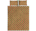 Xmas Candy Cane Stripes Print Quilt Bed Set