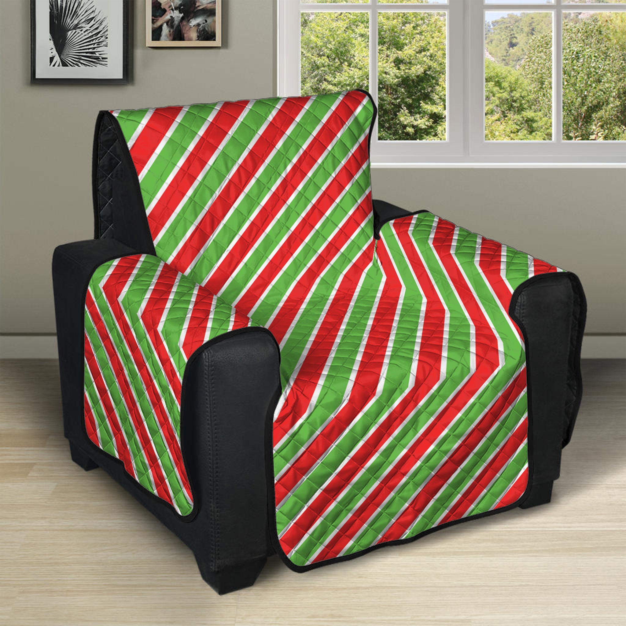 Xmas Candy Cane Stripes Print Recliner Protector