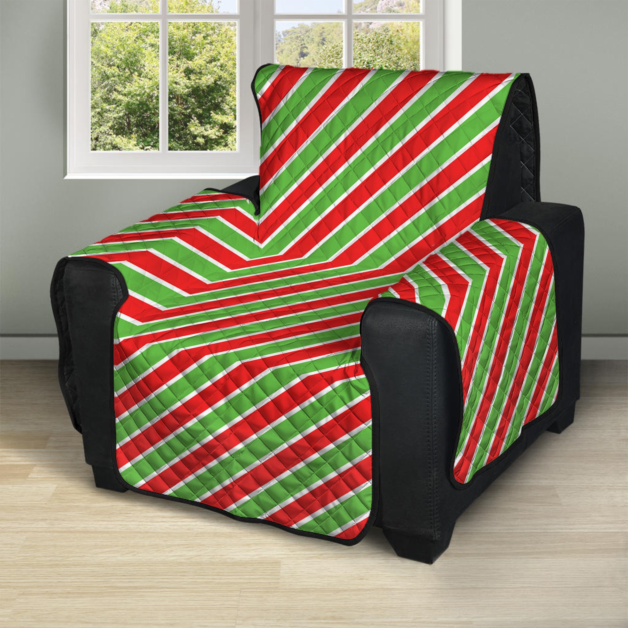 Xmas Candy Cane Stripes Print Recliner Protector