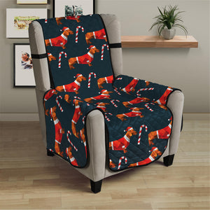 Xmas Dachshund Pattern Print Armchair Protector