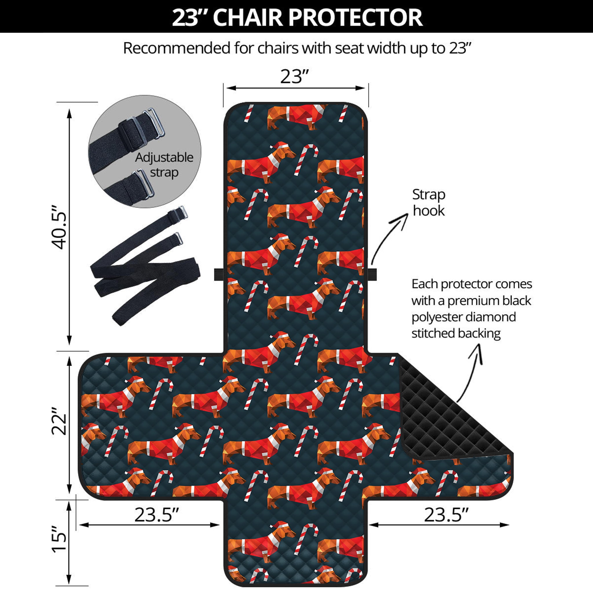 Xmas Dachshund Pattern Print Armchair Protector