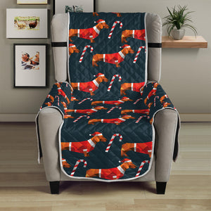 Xmas Dachshund Pattern Print Armchair Protector