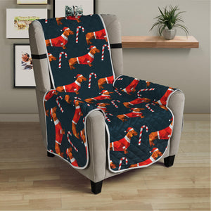 Xmas Dachshund Pattern Print Armchair Protector