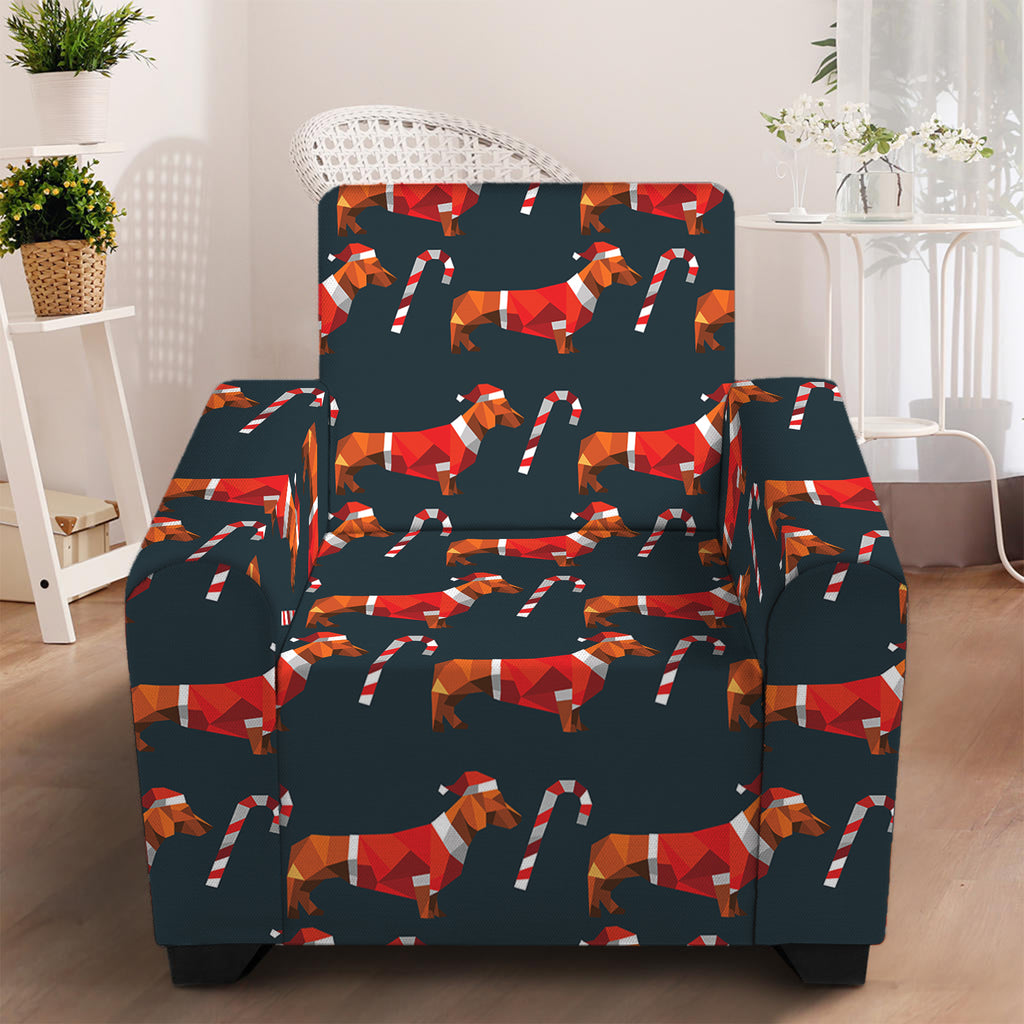 Xmas Dachshund Pattern Print Armchair Slipcover