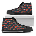 Xmas Dachshund Pattern Print Black High Top Sneakers