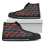 Xmas Dachshund Pattern Print Black High Top Shoes