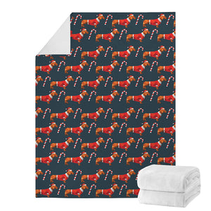 Xmas Dachshund Pattern Print Blanket