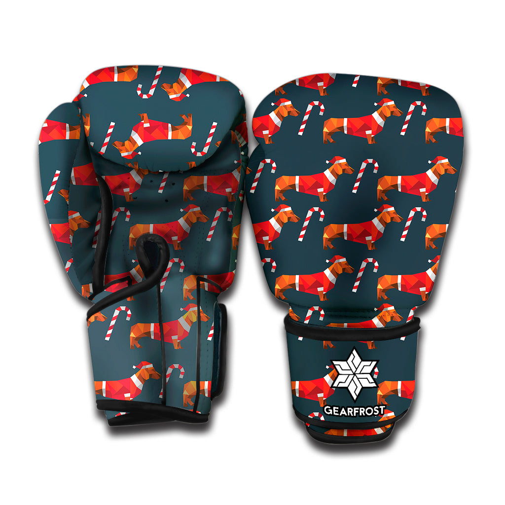 Xmas Dachshund Pattern Print Boxing Gloves