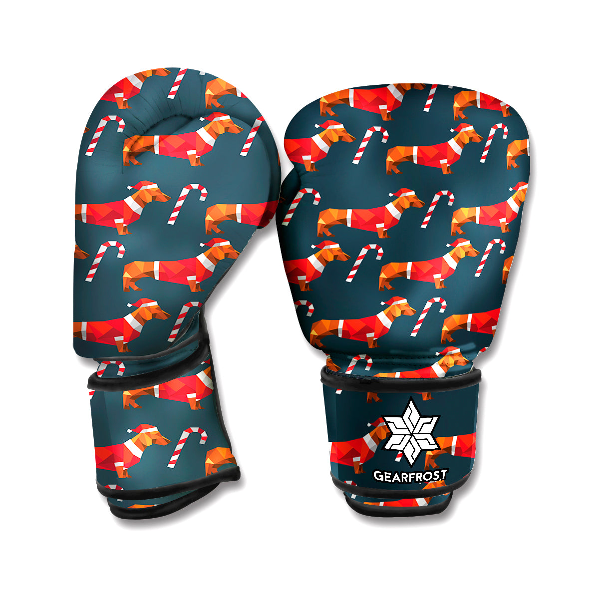 Xmas Dachshund Pattern Print Boxing Gloves