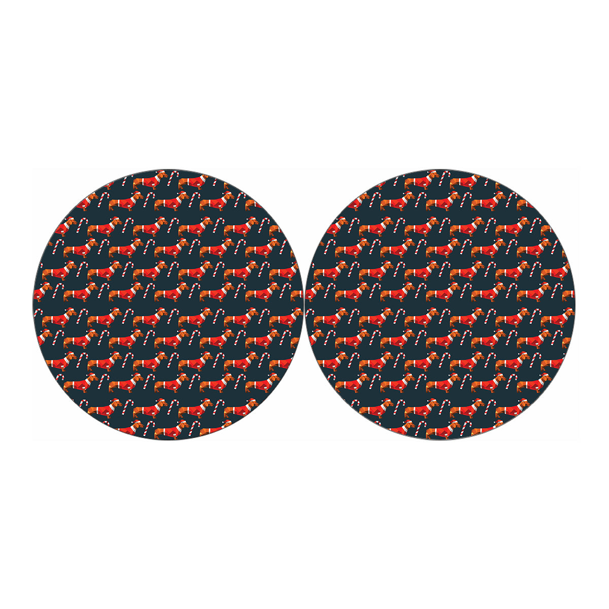 Xmas Dachshund Pattern Print Car Coasters