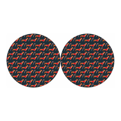 Xmas Dachshund Pattern Print Car Coasters