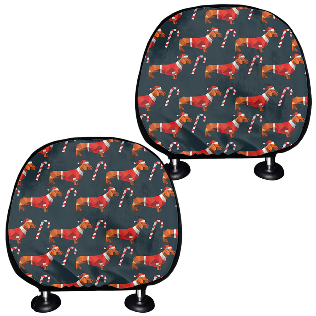 Xmas Dachshund Pattern Print Car Headrest Covers