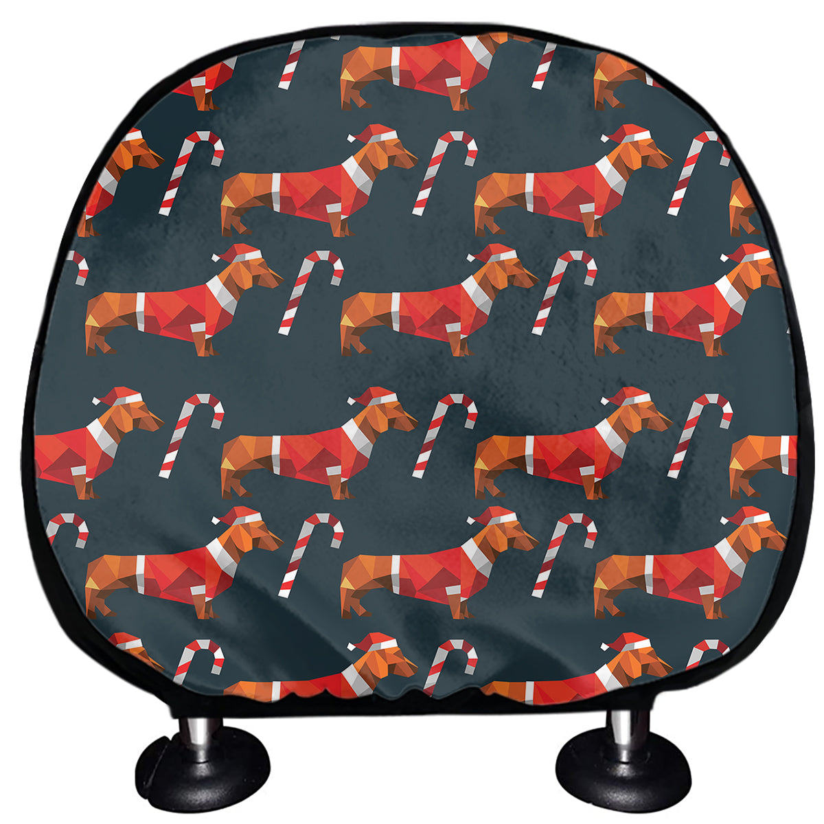 Xmas Dachshund Pattern Print Car Headrest Covers