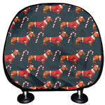 Xmas Dachshund Pattern Print Car Headrest Covers