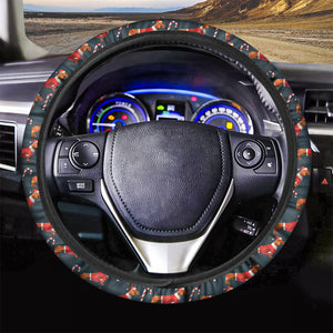 Xmas Dachshund Pattern Print Car Steering Wheel Cover