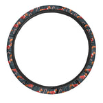 Xmas Dachshund Pattern Print Car Steering Wheel Cover