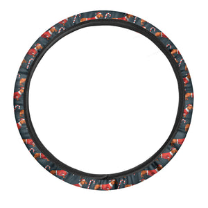 Xmas Dachshund Pattern Print Car Steering Wheel Cover