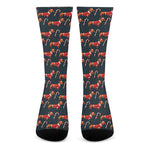 Xmas Dachshund Pattern Print Crew Socks