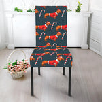 Xmas Dachshund Pattern Print Dining Chair Slipcover