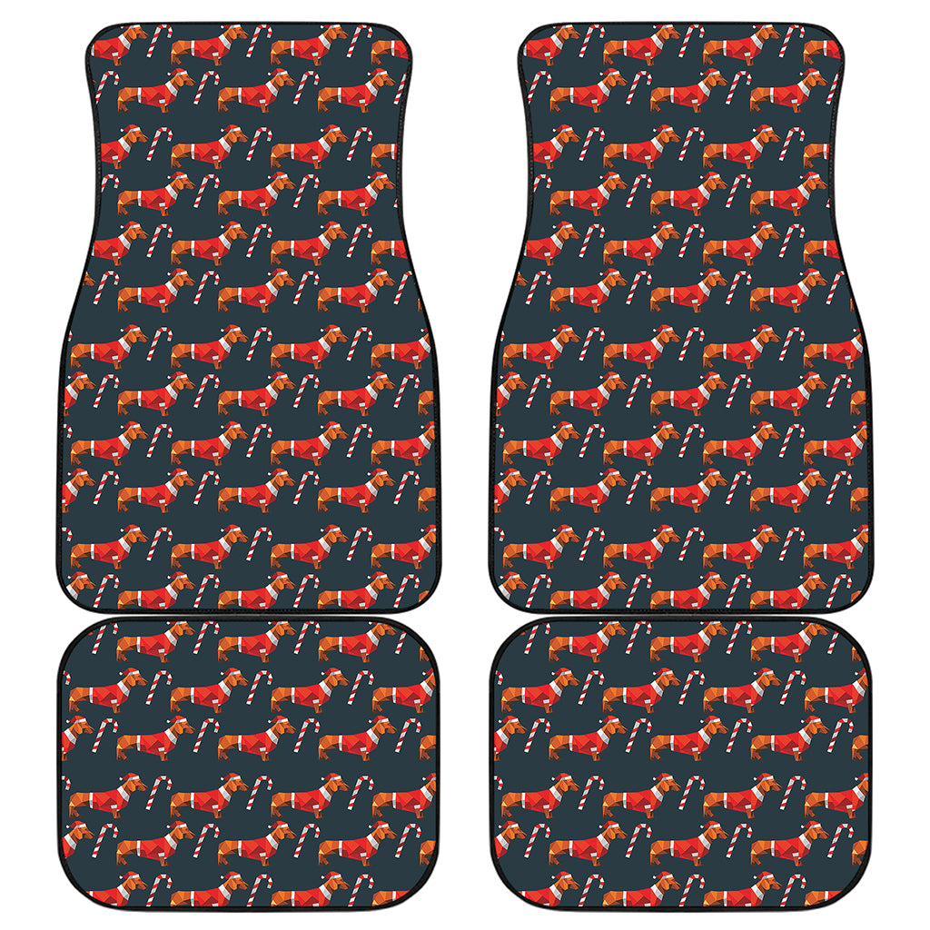 Xmas Dachshund Pattern Print Front and Back Car Floor Mats