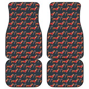 Xmas Dachshund Pattern Print Front and Back Car Floor Mats