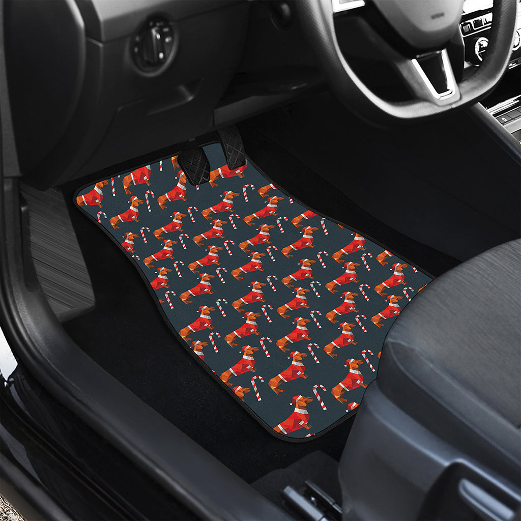 Xmas Dachshund Pattern Print Front and Back Car Floor Mats