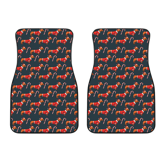 Xmas Dachshund Pattern Print Front Car Floor Mats
