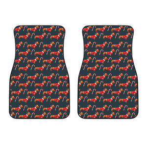 Xmas Dachshund Pattern Print Front Car Floor Mats