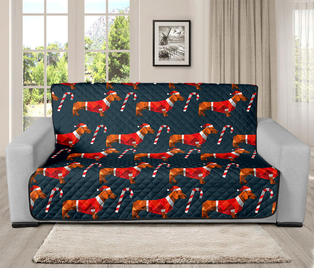 Xmas Dachshund Pattern Print Futon Protector