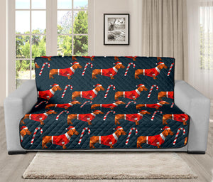 Xmas Dachshund Pattern Print Futon Protector