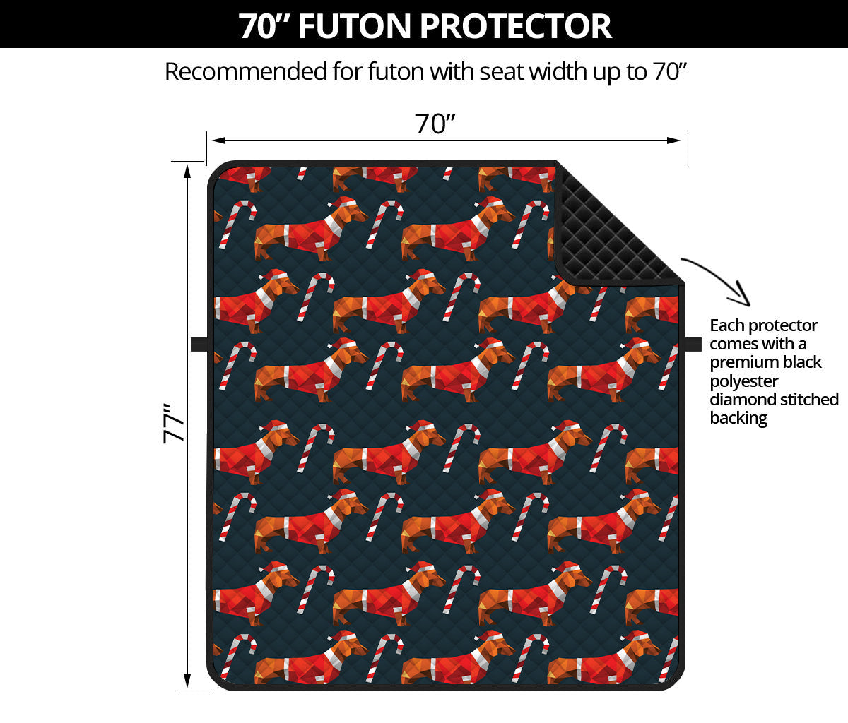 Xmas Dachshund Pattern Print Futon Protector