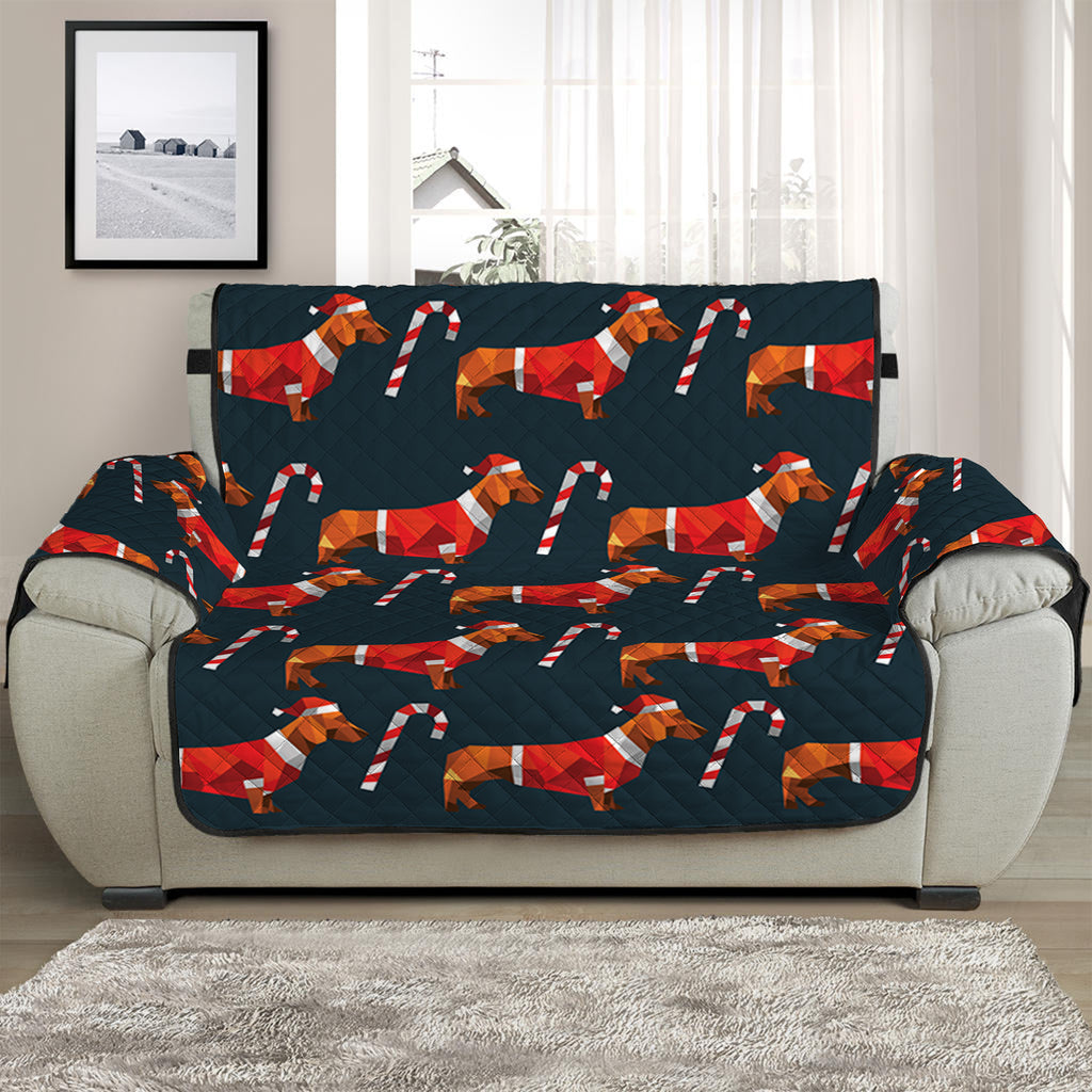 Xmas Dachshund Pattern Print Half Sofa Protector