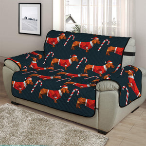 Xmas Dachshund Pattern Print Half Sofa Protector