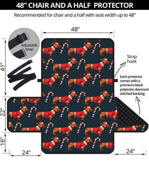 Xmas Dachshund Pattern Print Half Sofa Protector