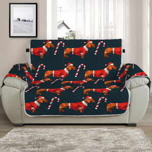 Xmas Dachshund Pattern Print Half Sofa Protector