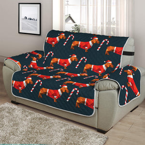 Xmas Dachshund Pattern Print Half Sofa Protector