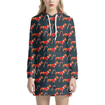 Xmas Dachshund Pattern Print Hoodie Dress