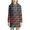 Xmas Dachshund Pattern Print Hoodie Dress