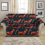 Xmas Dachshund Pattern Print Loveseat Protector