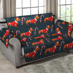 Xmas Dachshund Pattern Print Loveseat Protector