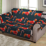 Xmas Dachshund Pattern Print Loveseat Protector