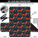 Xmas Dachshund Pattern Print Loveseat Protector