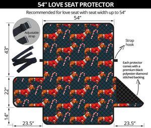 Xmas Dachshund Pattern Print Loveseat Protector